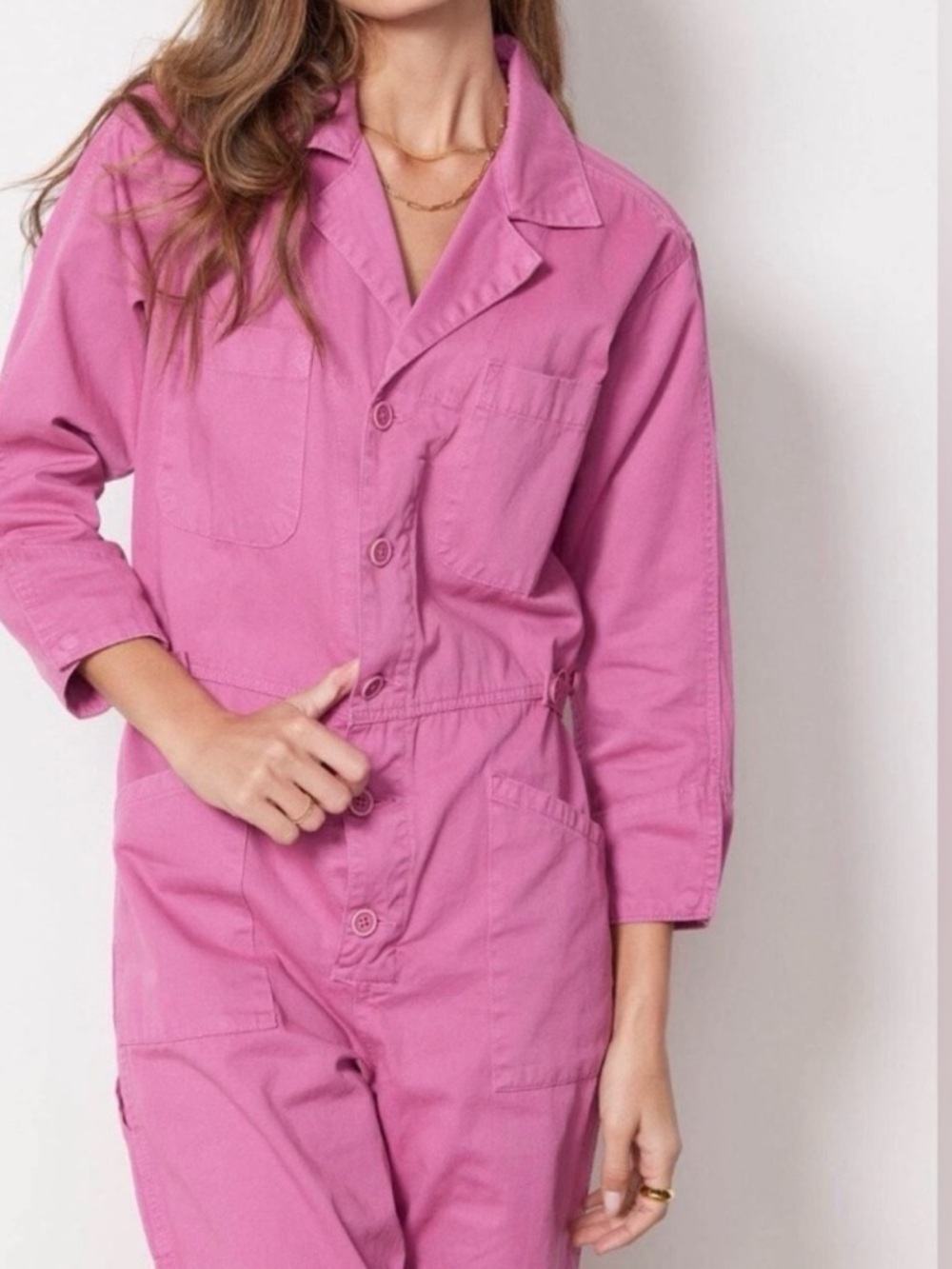 PISTOLA Tanner Pink Denim Jumpsuit Long Sleeve Field Suit Coveralls Size XS - Picture 3 of 8
